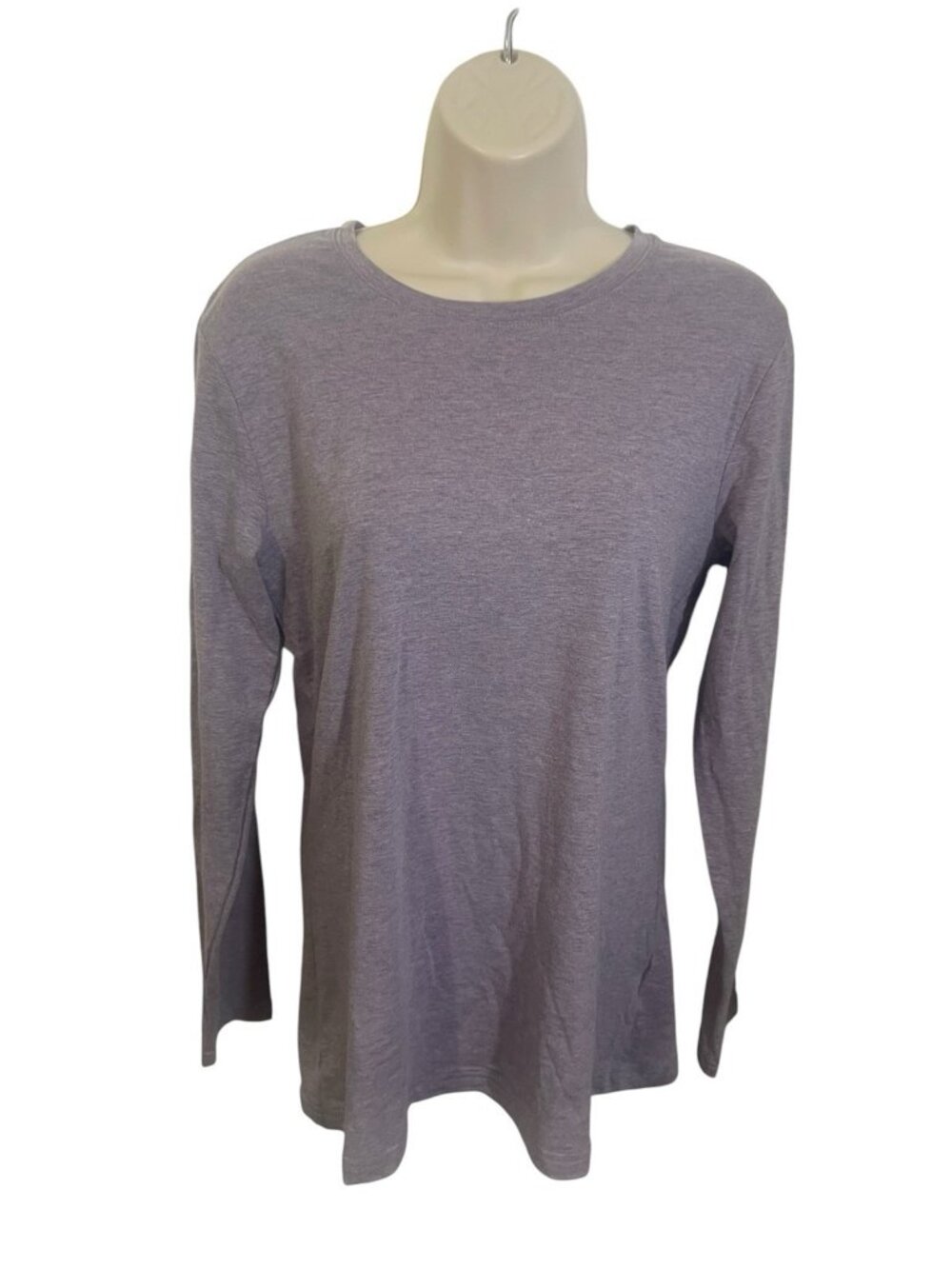 BEYOND SCRUBS Women's Large Long Sleeve Underscrub Tee Heathered Purple-Gray